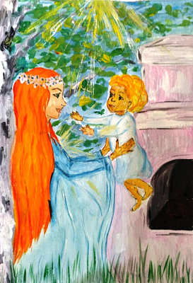 Баба-Яга совсем не злая, русская народная сказка «Баба-Яга», семья: Именицкая Татьяна Александровна и Именицкая Виктория, библиотека-филиал им. М.В. Ломоносова